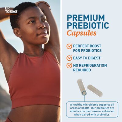 Dr. Tobias Prebiotics, Supports Digestion & Gut Health, Feed Good Probiotic Bacteria, Boost Gut Immune Function, Vegan & Non-GMO Gut Health Supplements for Men and Women, 30 Capsules, 30 Servings - Image 4