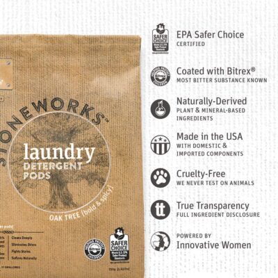 Grab Green Stoneworks Natural Laundry Detergent Powder Pods, Oak Tree, 50 loads - Image 2