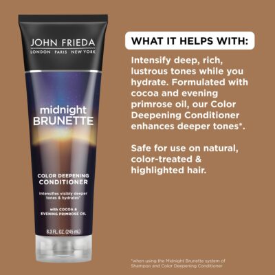 John Frieda Midnight Brunette Visibly Deeper Color Deepening Conditioner, 8.3 Ounce, with Evening Primrose Oil, Infused with Cocoa - Image 3