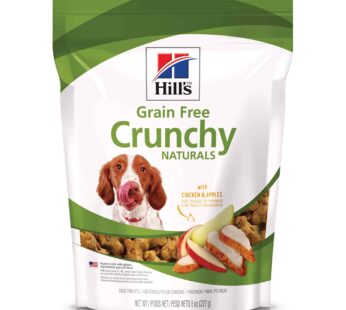 Hill’s Grain Free Crunchy Naturals Treats, All Life Stages, Great Taste, Dog Treats, Chicken & Apples, 8 oz Bag