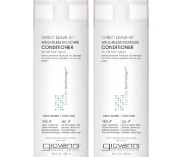 GIOVANNI Direct Leave-In Weightless Moisture Conditioner – Co-Wash, Great for Curls & Wavy Hair, Wash & Go, Salon Quality, No Parabens, Infused with Natural Botanical Ingredients – 8.5 oz (Pack of 2)