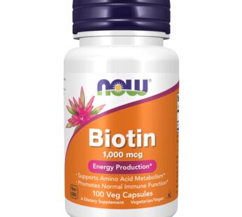 NOW Supplements, Biotin 1,000 mcg, Amino Acid Metabolism*, Energy Production*, 100 Capsules