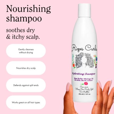 Rizos Curls Hydrating Shampoo, Gently Cleanse, Deeply Moisturizes & Nourishes Scalp, Soft & Healthy Hair from Shea Butter & Moringa Oil, 10 oz - Image 4