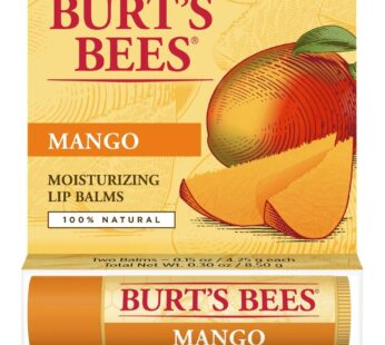 Burt’s Bees Lip Balm – Mango, Lip Moisturizer With Responsibly Sourced Beeswax, Tint-Free, Natural Origin Conditioning Lip Treatment, 2 Tubes, 0.15 oz.