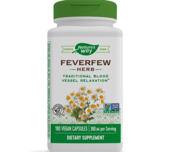 Nature’s Way Feverfew Herb, Traditional Blood Vessel Relaxation*, 380 mg, 180 Vegan Capsules