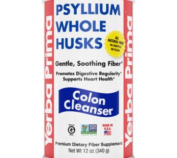 Yerba Prima Psyllium Husk, 12 Ounce – Whole Husk Fiber Supplement, Vegan, No Sugar or Artificial Sweeteners, Non GMO, Gluten Free