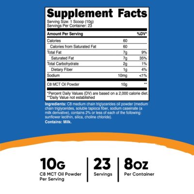 Nutricost C8 MCT Oil Powder 23 Servings (8oz) - 95% C8 MCT Oil Powder - Image 2