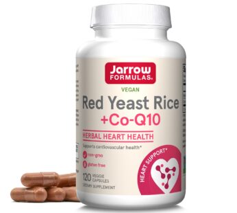 Jarrow Formulas Red Yeast Rice 1200 mg & Co-Q10 100 mg Per Serving – 120 Veggie Caps – 60 Servings – Herbal Heart Health Dietary Supplement – Supports Cardiovascular & Heart Health – Vegan