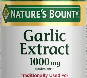 Nature’s Bounty Garlic Extract, Herbal Supplement, Supports Circulatory Function, 1000mg, 100 Rapid Release Softgels, Pack of 1