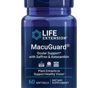 Life Extension Macuguard Ocular Support with Saffron & Astaxanthin – with Lutein, Meso-Zeaxanthin – Eye Health Supplement – Once-Daily, Non-GMO, Gluten-Free – 60 Count (Pack of 1)