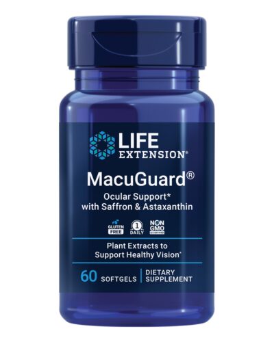 Life Extension Macuguard Ocular Support with Saffron & Astaxanthin - with Lutein, Meso-Zeaxanthin - Eye Health Supplement – Once-Daily, Non-GMO, Gluten-Free - 60 Count (Pack of 1)
