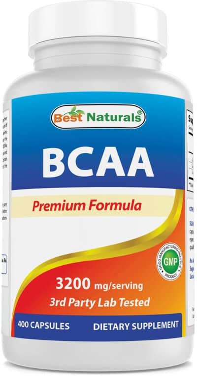 Best Naturals BCAA Branch Chain Amino Acid, 3200mg per Serving, 400 Capsules - Pharmaceutical Grade - 100% Pure Instantized Formula | Pre/Post Workout Bodybuilding Supplement | Boost Muscle Growth