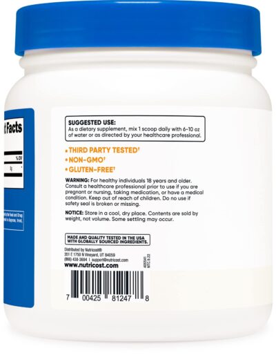 Nutricost L-Arginine Powder 500 Grams (1.1lbs) - Pure L-Arginine Powder - 5000mg Per Serving; 100 Servings - Image 3