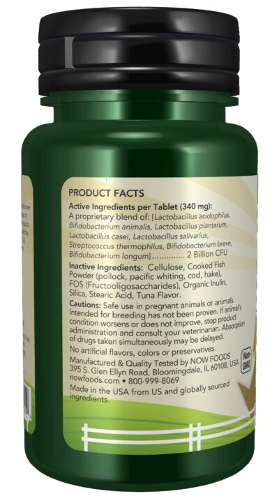 NOW Pet Health, G.I. Support Supplement, Formulated for Cats & Dogs, NASC Certified, 90 Chewable Tablets - Image 2