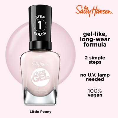 Sally Hansen Miracle Gel?, Little Peony, Long Lasting, Gel-Like Formula, No UV Lamp Needed, Pink Nail Polish - Image 4