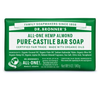 Dr. Bronner’s – Pure-Castile Bar Soap (Almond, 5 ounce) – Made with Organic Oils, For Face, Body and Hair, Gentle and Moisturizing, Biodegradable, Vegan, Cruelty-free, Non-GMO