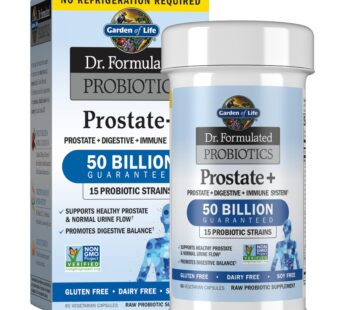 Garden of Life Dr. Formulated Probiotics Prostate+ – Acidophilus and Probiotic Supports Healthy Prostate and Digestive Balance – Gluten, Dairy, and Soy-Free – 60 Vegetarian Capsules