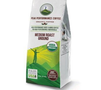 Peak Performance High Altitude Organic Coffee. Fair Trade, Low Acid, Non GMO, and Beans Full Of Antioxidants! Medium Roast Smooth Tasting USDA Certified Organic Ground Coffee Bag