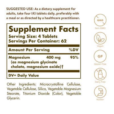 Solgar Chelated Magnesium, 250 Tablets - Supports Nerve & Muscle Function - Promotes Healthy Bones - Vital for Cellular Energy Release - Non-GMO, Vegan, Gluten Free, Dairy Free - 62 Servings - Image 2