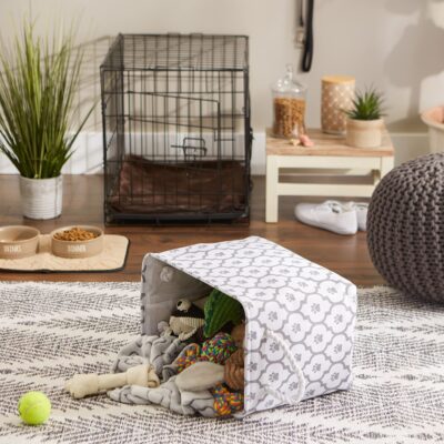 Bone Dry Pet Storage Collection Lattice Paw Print, Medium Rectangle, White/Gray - Image 6
