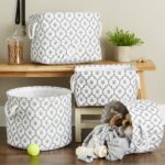 Bone Dry Pet Storage Collection Lattice Paw Print, Medium Rectangle, White/Gray - Image 7