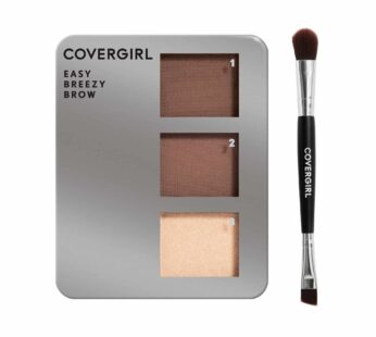 COVERGIRL – Easy Breezy Brow Powder Kit, three shades brow definer, professional double-ended angled brush, effortless, 100% Cruelty-Free