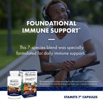 Host Defense Stamets 7-7 Species Blend - Mushroom Supplement for Immune Support - Includes Royal Sun Blazei, Cordyceps, Reishi, Maitake, Lion's Mane, Chaga & Mesima - 120 Capsules (60 Servings)* - Image 3