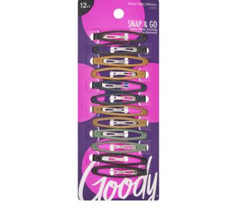 Goody Epoxy Contour Hair Snap Clips – 12 Count, Assorted Colors – Just Snap Into Place – Suitable for All Hair Types – Pain-Free Hair Accessories for Women and Girls – All Day Comfort