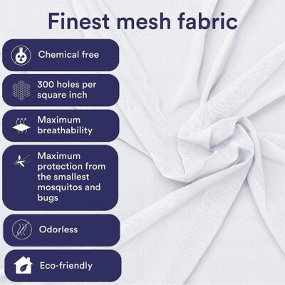 EVEN NATURALS King Size Mosquito Net for Bed - Ultra-Large Mosquito Netting for Bed, Easy Installation, Machine Washable, Luxurious Fine Mesh 300 Holes/inch? - Ideal for Home and Travel - 87"x22"x335" - Image 4