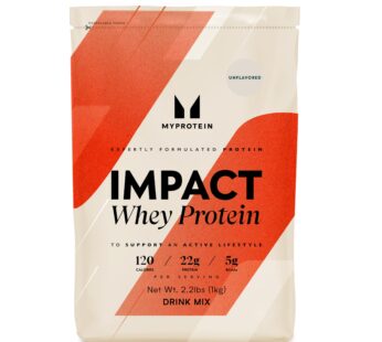 Myprotein Impact Whey Protein Powder, 2.2 Lbs (33 Servings) Unflavored, 22g Protein & 5g BCAA Per Serving, Protein Shake for Superior Performance, Muscle Strength & Recovery, Gluten Free