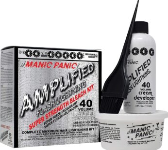 MANIC PANIC Flash Lightning Hair Bleach Kit – 40 Volume Developer + Bleach Powder Hair Lightener For Dark Hair + Lifting up to Seven Levels – Vegan And Cruelty Free