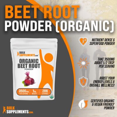 BulkSupplements.com Organic Beet Root Powder - Beet Powder Organic, Beetroot Supplement - Superfood Supplement, Vegan & Gluten Free - 3500mg per Serving, 1kg (2.2 lbs) (Pack of 1) - Image 2