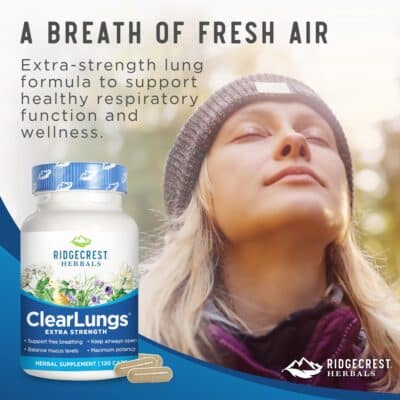 Ridgecrest Herbals ClearLungs Extra Strength, Natural Lung, Nasal Health Formula, Bronchial, Respiratory, Sinus, Mucus Support (120 Caps, 60 Serv) - Image 6