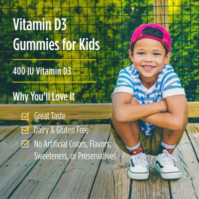 Nordic Naturals Vitamin D3 Gummies Kids, Wild Watermelon Splash - 60 Gummies - 400 IU Vitamin D3 - Bone Health, Healthy Immunity - Non-GMO, Vegetarian - 60 Servings - Image 6