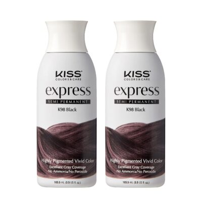 Kiss Express Semi-Permanent Hair Color 100mL (3.5 US fl.oz) (2 Count, Black)