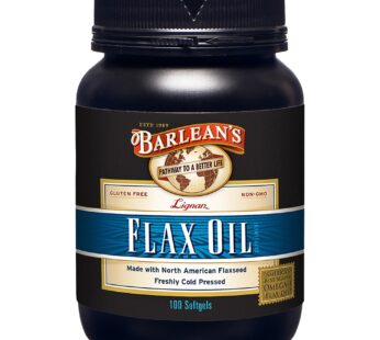 Barlean’s Lignan Flaxseed Oil Softgels, Cold-Pressed Flax Seed Supplement with 1,550 mg ALA Omega-3 Fatty Acids for Joint & Heart Health, 1000mg, 100 ct