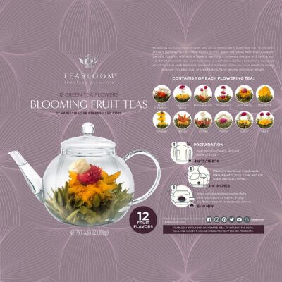 Teabloom Fruit Blooming Teas ? 12 Unique Flower Varieties of Tea in 12 Delicious Fruit Flavors ? Each Flowering Tea Ball Steeps Up to 3 Times - Image 7