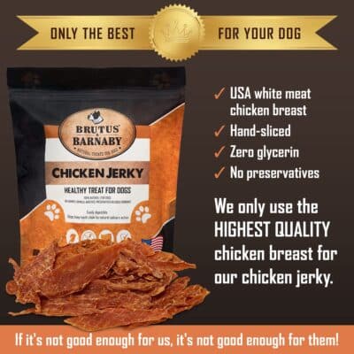 BRUTUS & BARNABY Chicken Jerky Dog Treats- Dehydrated Crunchy USA Premium Fillets, Grain-Free, Preservative-Free, No Fillers. All Natural Chicken Strips are Great for Dogs and Cats (10oz) - Image 3