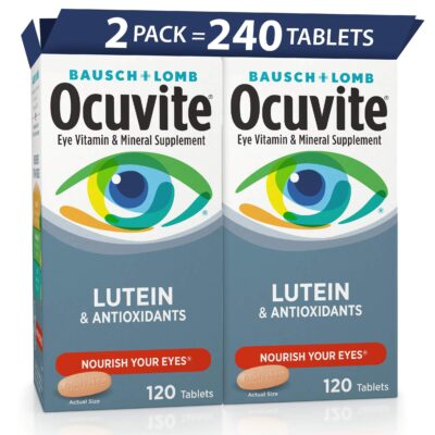 Ocuvite Eye Vitamin and Mineral Supplement with Lutein, by Bausch + Lomb, 120 Count (Pack of 2)