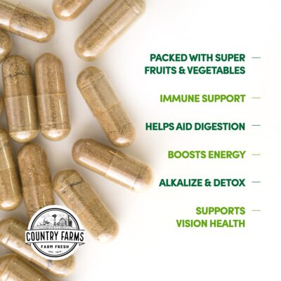 COUNTRY FARMS Super Fruits and Veggies Capsules, Whole Food Supplement, Powerful Antioxidant, Supports Energy, Immune Health, Boosts Digestive Health, 30 Super Foods, 30 Servings - Image 2