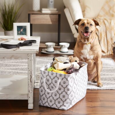 Bone Dry Pet Storage Collection Lattice Paw Print, Medium Rectangle, White/Gray - Image 5