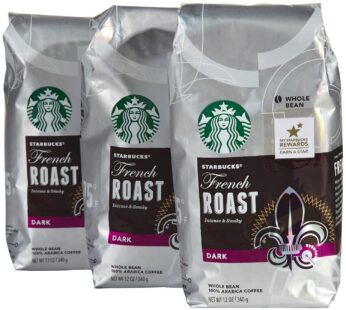 Starbucks French Roast Whole Bean Coffee(Extra Bold), 12 oz Bags 3 pk