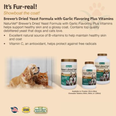 NaturVet Brewers Dried Yeast Formula with Garlic Flavoring Plus Vitamins for Dogs and Cats, Chewable Tablets, Made in The USA with Globally Source Ingredients 1000 Count - Image 5