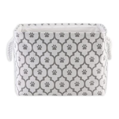 Bone Dry Pet Storage Collection Lattice Paw Print, Medium Rectangle, White/Gray