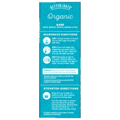 Better Oats Bare Organic Multigrain Hot Cereal Packets, Instant Multigrain Hot Cereal Packets, Thick and Hearty Texture, Ready in 2 Minutes, Pack of 8, 11.8 OZ Pack - Image 5