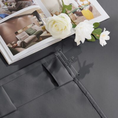 PONY DANCE Gray Blackout Curtains - Window Curtain Drapes - Short Thermal Insulated Light Blocking Drapes,Back Tab/Rod Pocket Panels for Bedroom & Kitchen, 42 W x 45 L, Grey, 1 Pair - Image 3