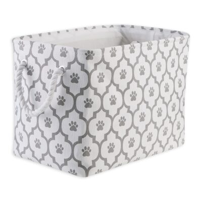 Bone Dry Pet Storage Collection Lattice Paw Print, Medium Rectangle, White/Gray - Image 2