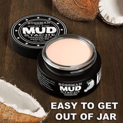 Bossman MUDstache Unscented Mustache Wax ? No Pull - Spreads Easy for a Strong Non-Tacky 24 hr Hold - Tame, Train and Style - Moustache Wax for Men (1oz) - Image 5