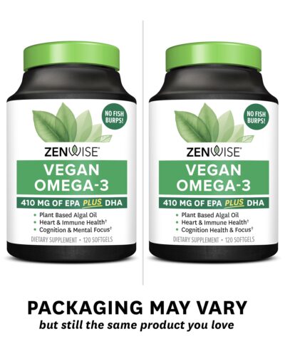 Zenwise Health Vegan Omega 3 - Plant Powered Omega-3 from Marine Algal Oil with EPA and DHA Fatty Acids - AVA Certified Vegan - 120 Count - Image 5