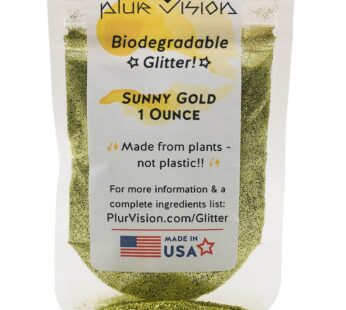 Sunny Gold Biodegradable Glitter 1 Ounce – Made from Plant Cellulose, Earth Friendly. Perfect for Body, Cosmetics, Crafts, DIY Projects. Can be Mixed with Lotions, Gels, Oils, Face Paint